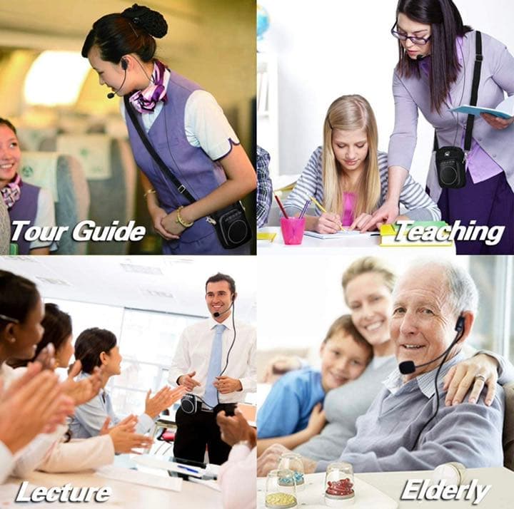 拡声器 かくせいき ハンズフリー 小型ポータブル拡声器 有線ヘッドマイク付き