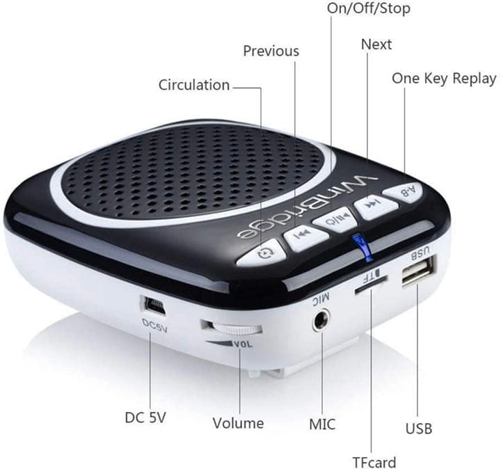 拡声器 かくせいき ハンズフリー 小型ポータブル拡声器 有線ヘッドマイク付き