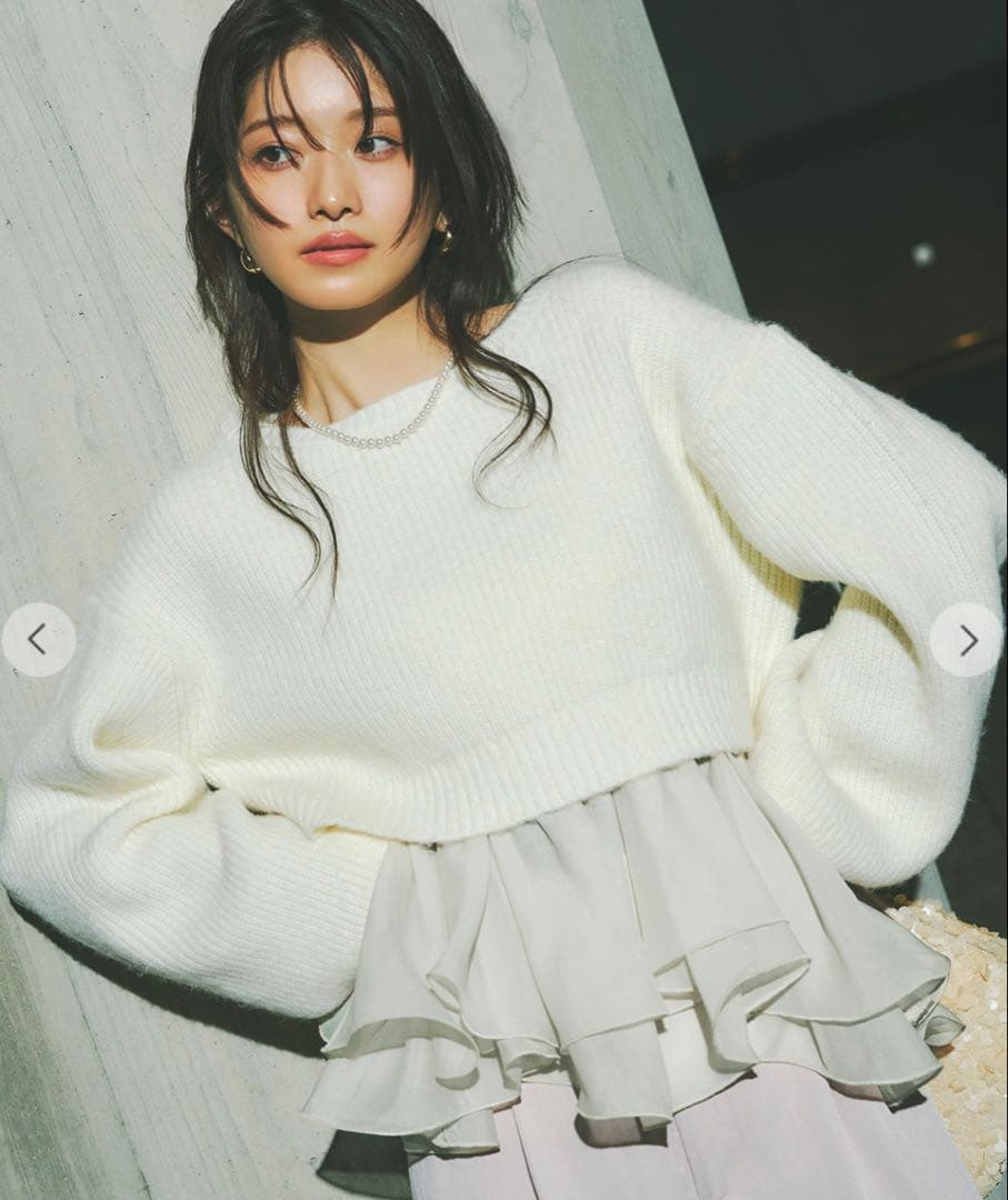 COCODEAL ペプラムブラウス×パフスリーブニット