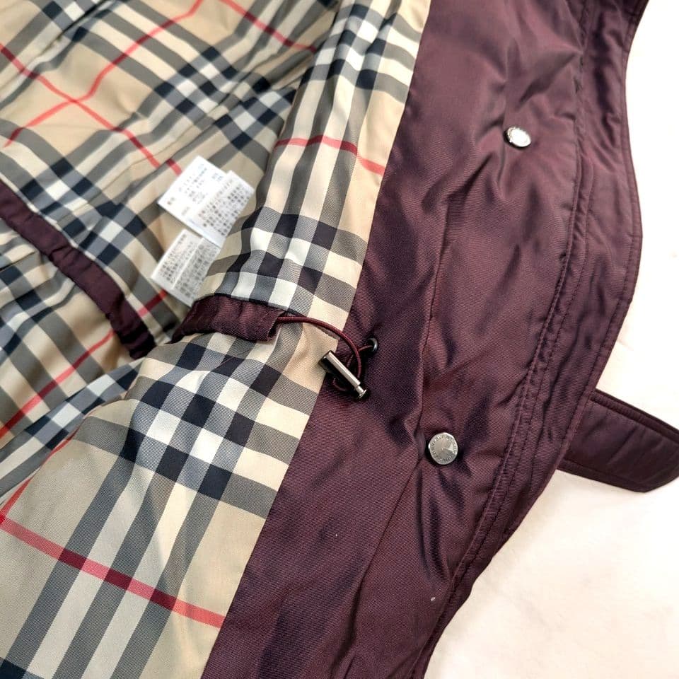 BURBERRY LONDON ダウンコート ファー付 ノバチェックロング