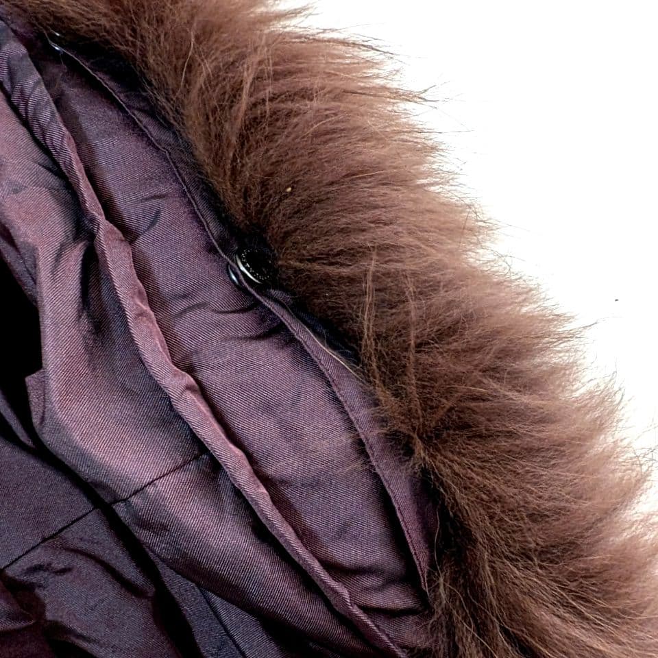 BURBERRY LONDON ダウンコート ファー付 ノバチェックロング