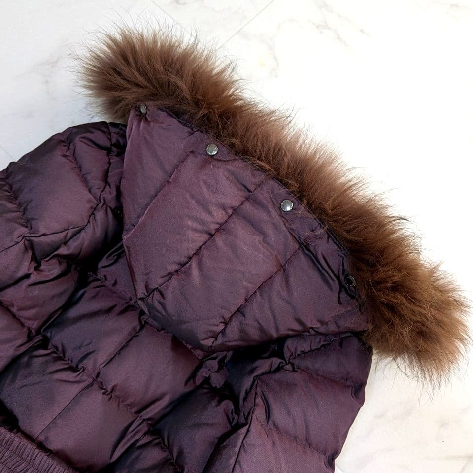 BURBERRY LONDON ダウンコート ファー付 ノバチェックロング