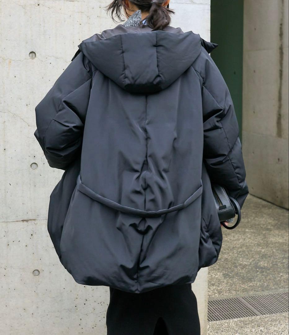 新品　リヴドロワ　ベルテッドフード　ダウン　コート ブラック