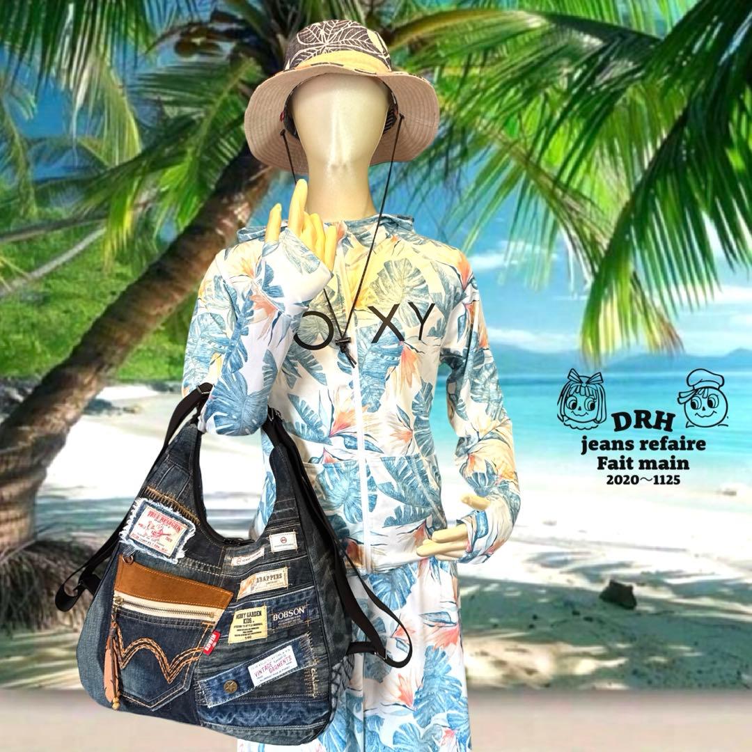 runranです〰️デニムリメイクバッグ 多機能性 Lサイズ