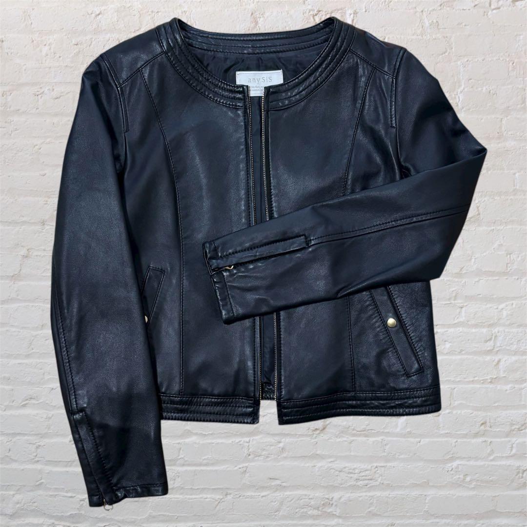 any SiS エニィスィス　ラムレザー　ライダースジャケット　美品　本革　黒