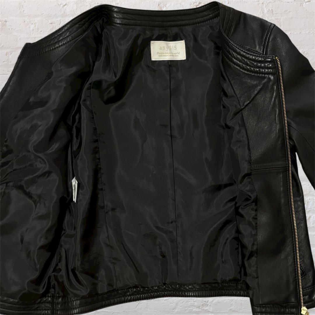 any SiS エニィスィス　ラムレザー　ライダースジャケット　美品　本革　黒