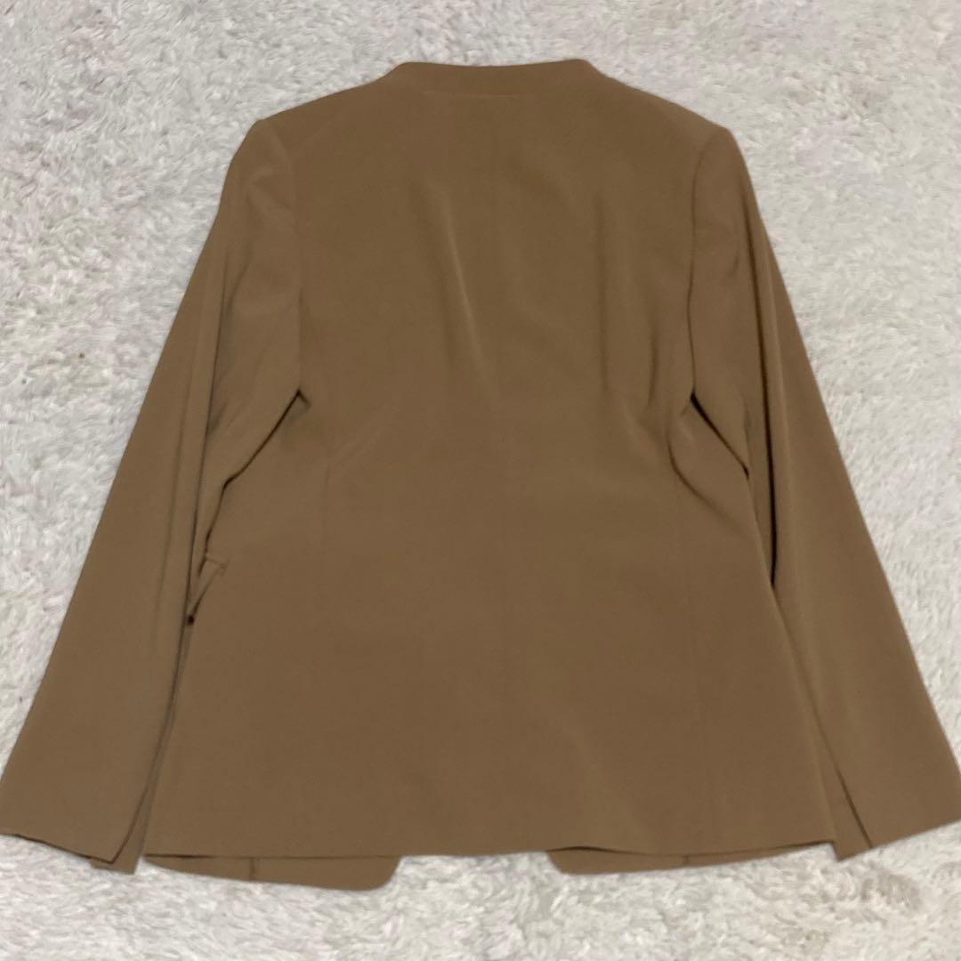 PLST【美品】ベージュ ストレッチ ノーカラー ジャケット パンツ