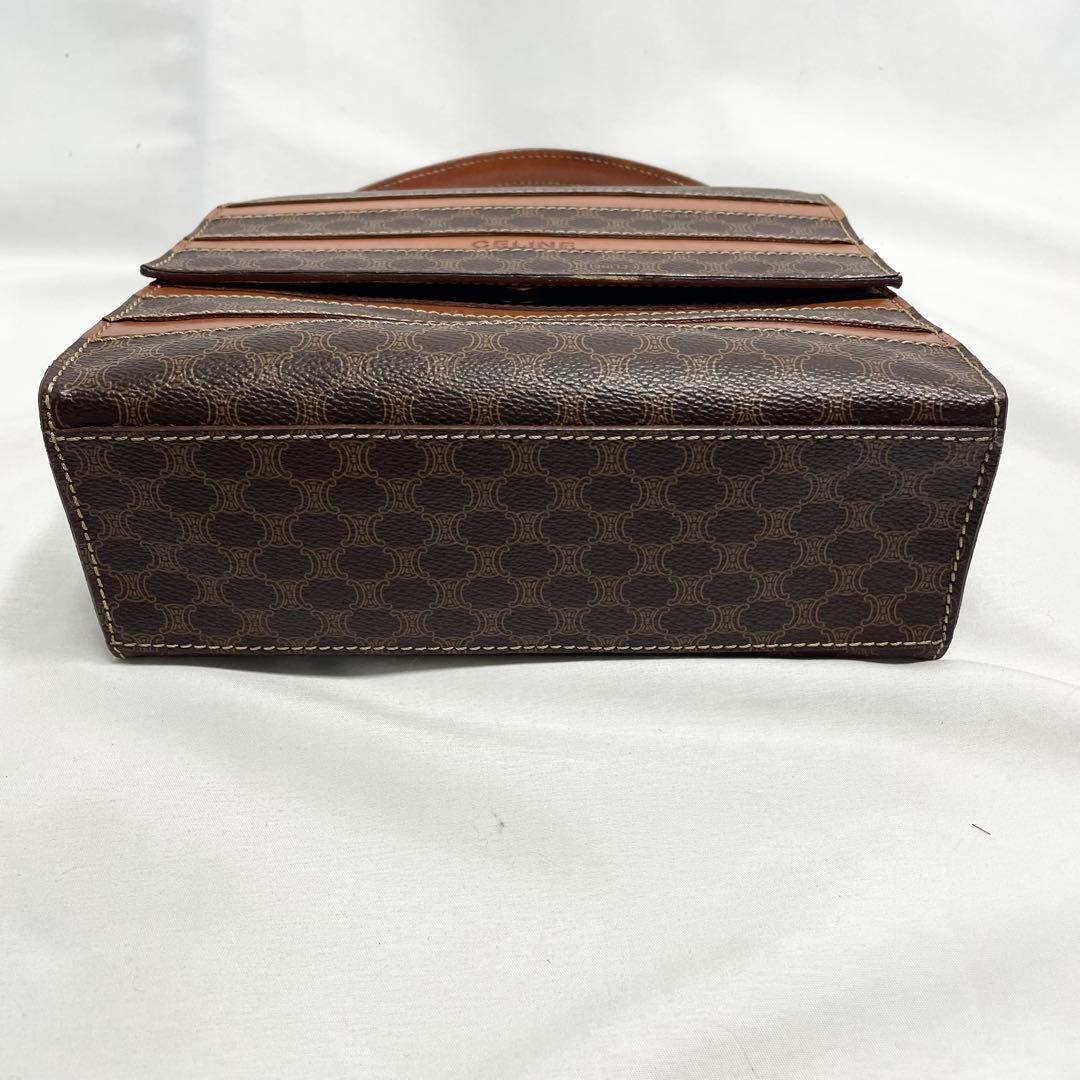 セリーヌ ロゴ 型押し マカダム ハンドバッグ フォーマルバッグ 2way 茶色