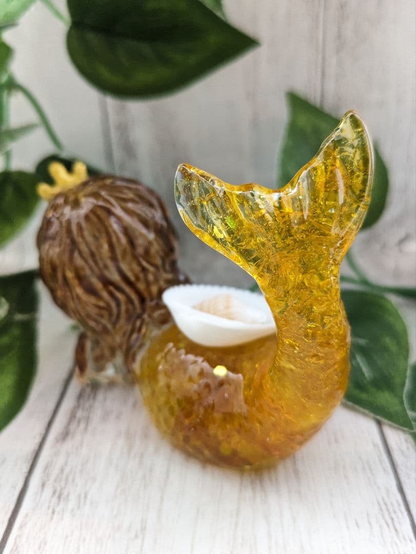 【まゆ】シトリン✕イエロークラック水晶のマーメイド形オルゴナイト☆他４点