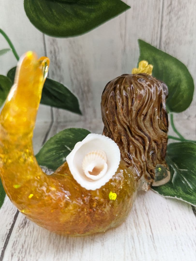 【まゆ】シトリン✕イエロークラック水晶のマーメイド形オルゴナイト☆他４点