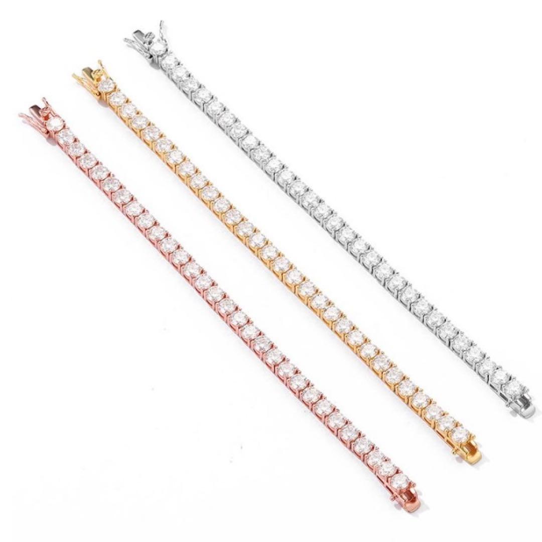 【1点限り】モアサナイトブレスレット 5ミリ 17cm　【5BS17】