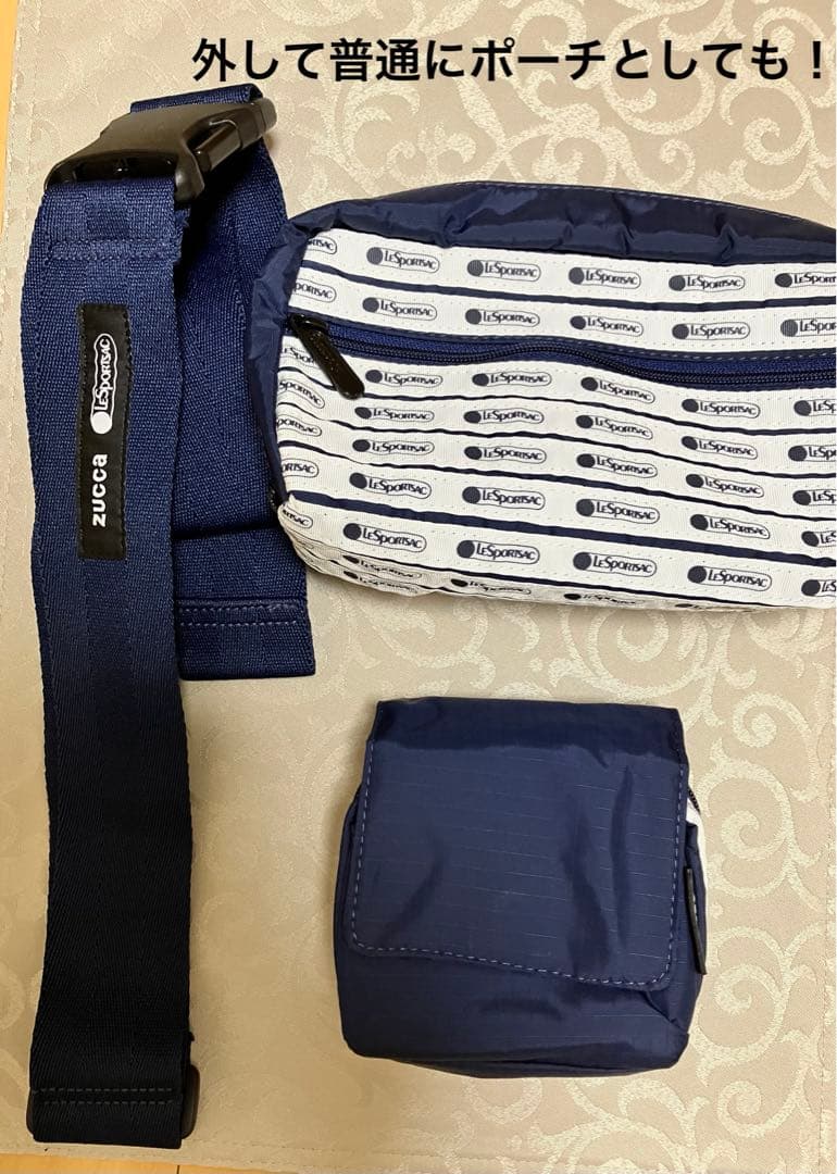 レスポートサック&ZUCCA コラボ ボディバッグ ネイビー ストライプ