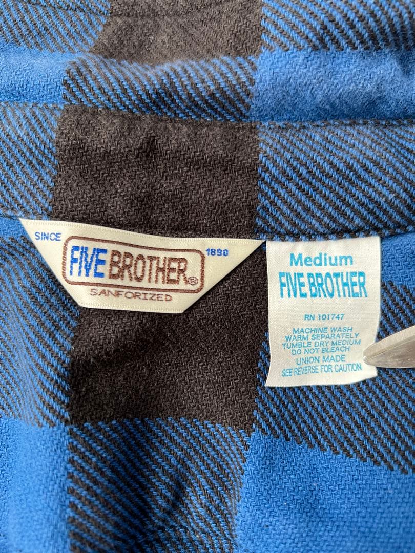 FIVE BROTHER ファイブブラザー チェック柄 青×黒 Mサイズ 美品