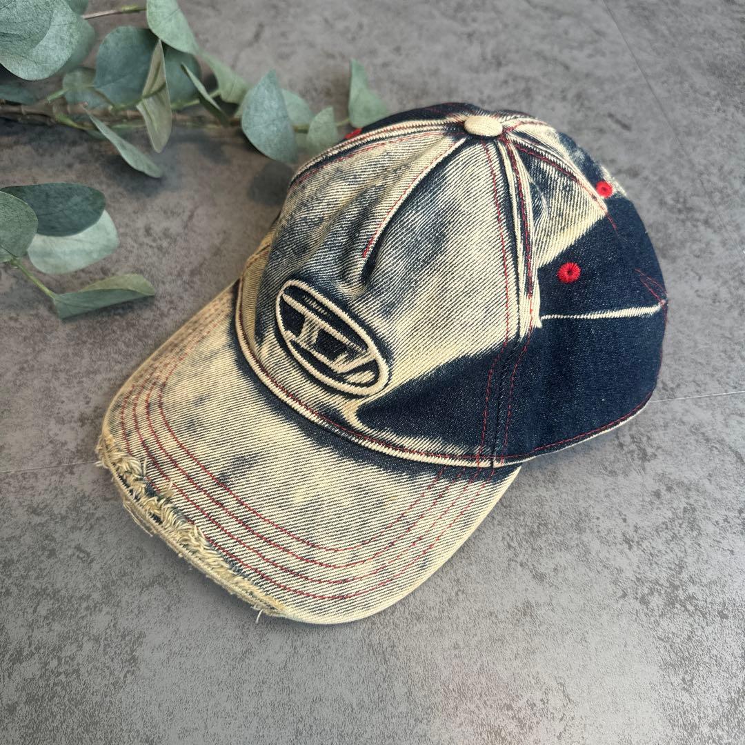 魚*活様 DIESEL デニムキャップ ダメージ加工 ヴィンテージ風
