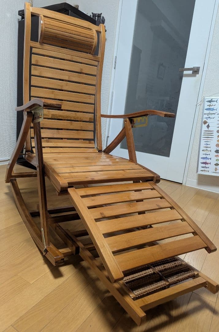 【週末向けセール】竹製　ロッキングチェア 折りたたみ式