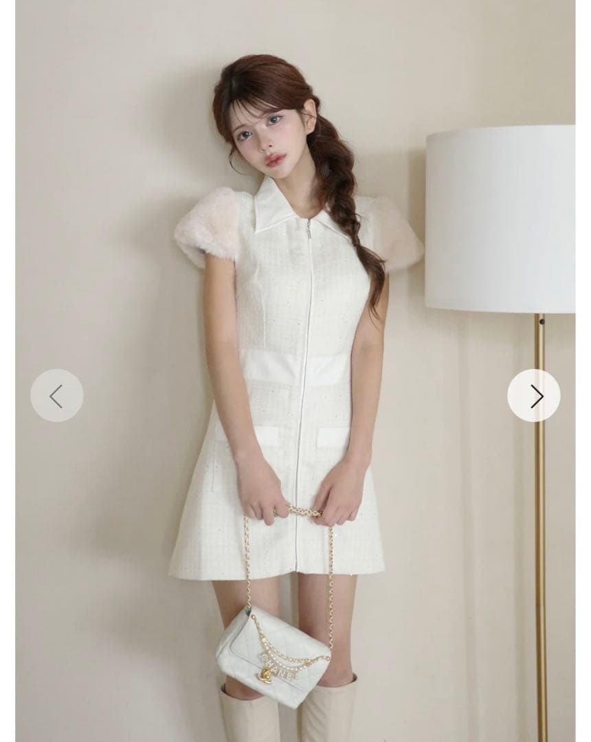 新品タグ付き Randy 2wayカービーツイードワンピース ホワイト M