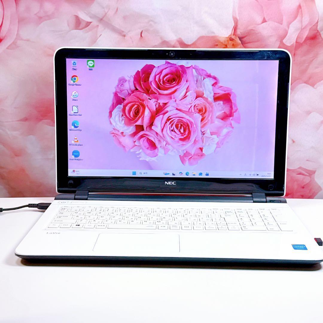 新品高速SSD✨windows11 ノートパソコン オフィス カメラ付薄型 白