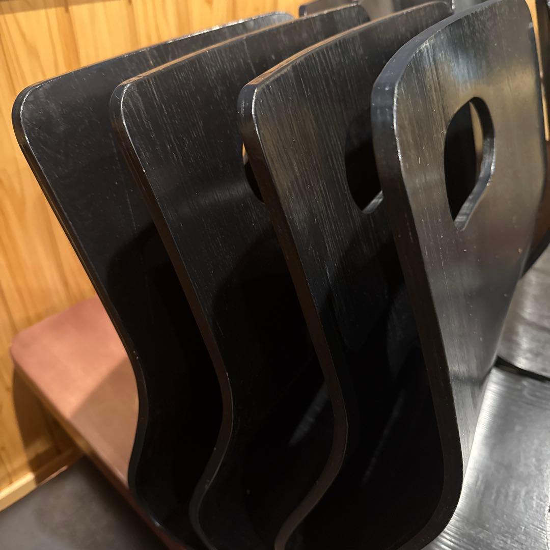 木製 座椅子 8台まとめ売りセット 背もたれ付 和モダン 木目黒色 イス