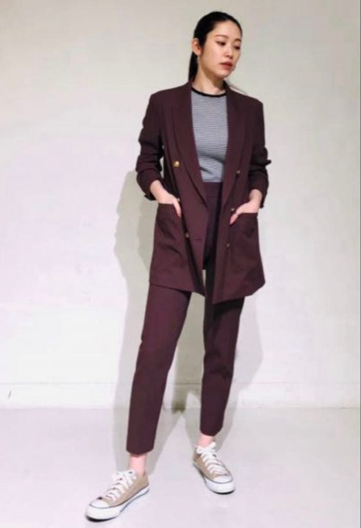 プラステ　リネンブレンド　セットアップ　ブラウン　S