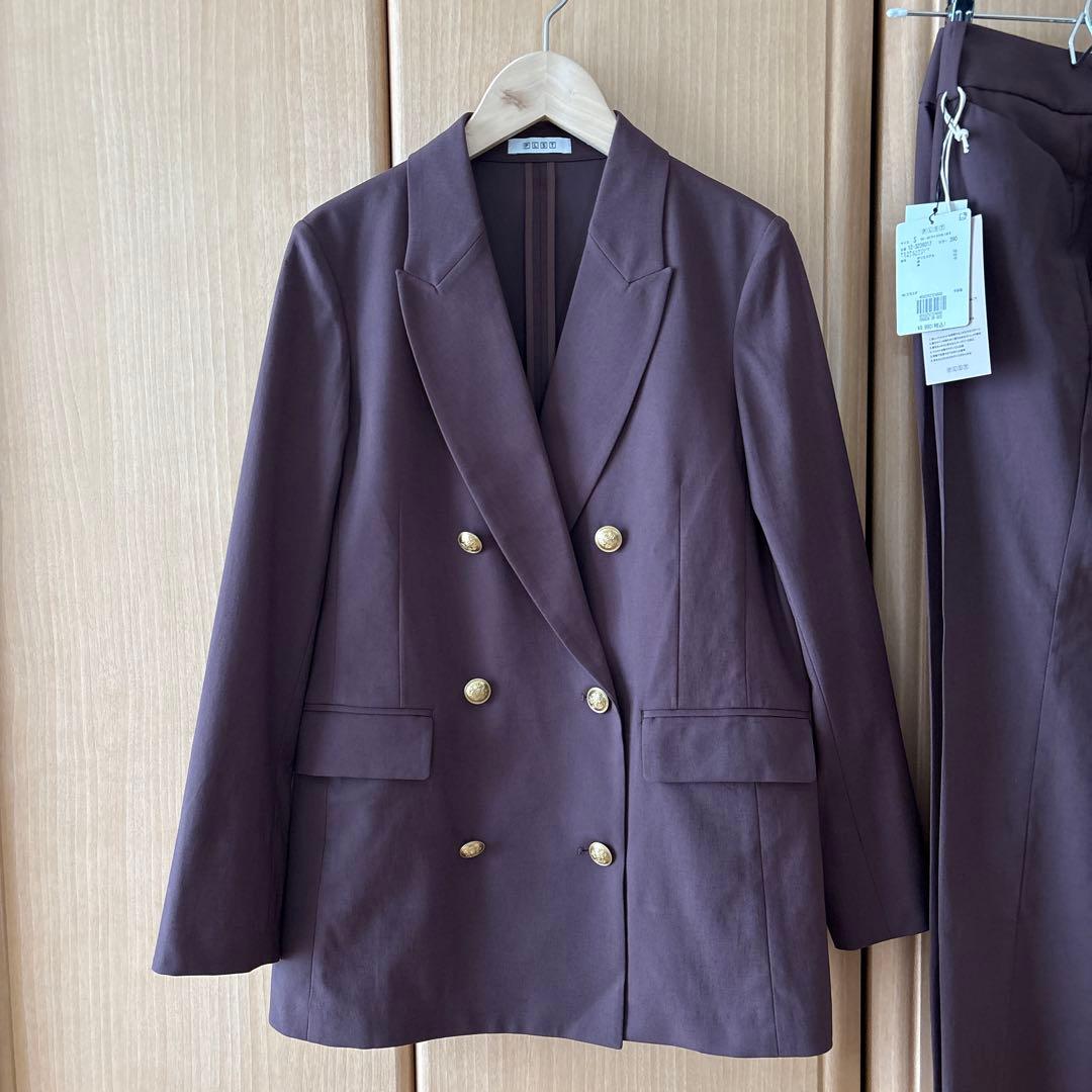 プラステ　リネンブレンド　セットアップ　ブラウン　S