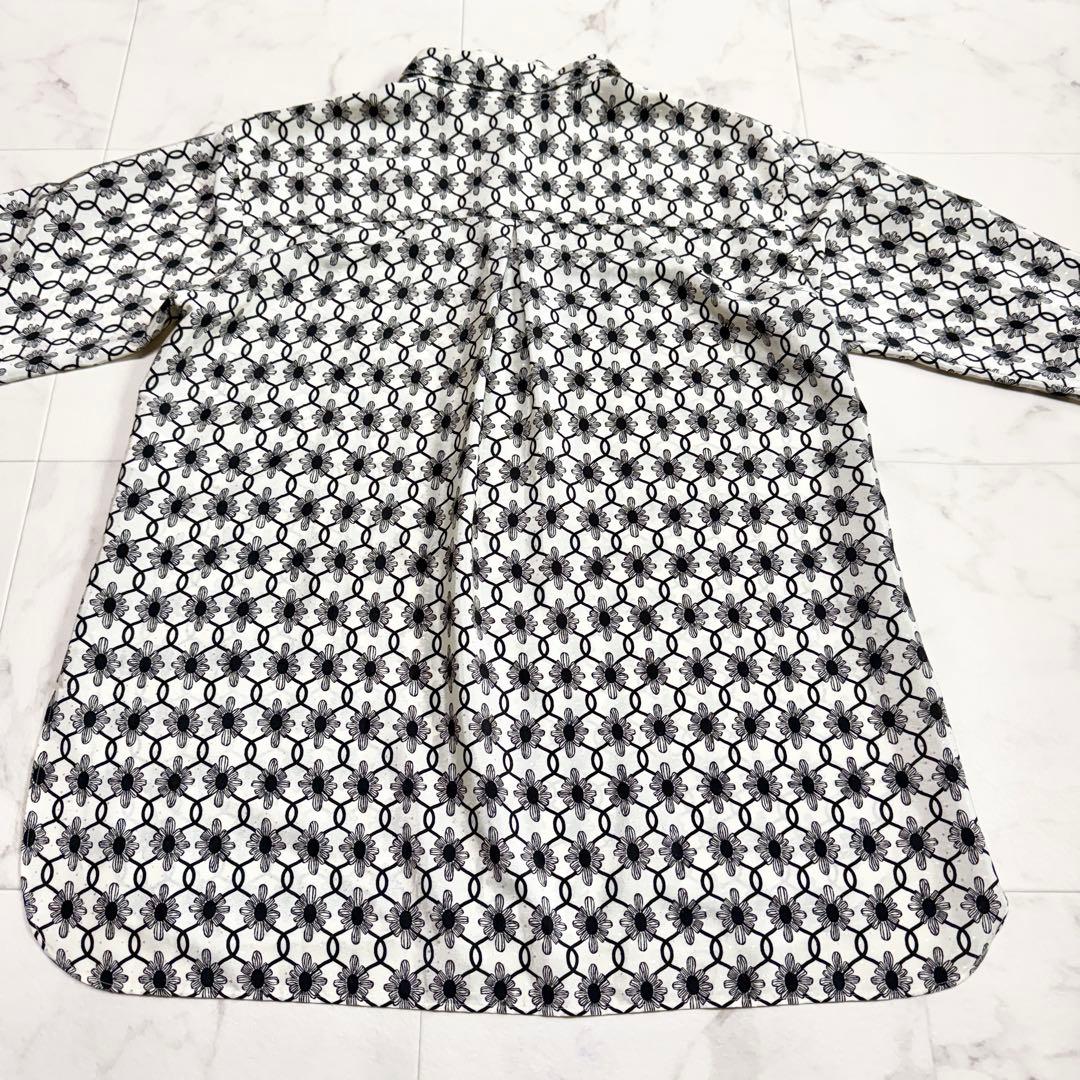 美品 エポカ 総柄 ブラウス 花柄 モノトーン スカーフ 高級 きれいめ