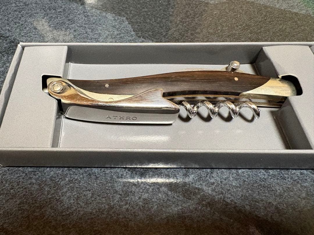 【美品】ATHRO アスロ ソムリエナイフ 黒壇 ダマスカス
