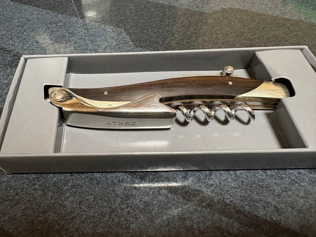 【美品】ATHRO アスロ ソムリエナイフ 黒壇 ダマスカス