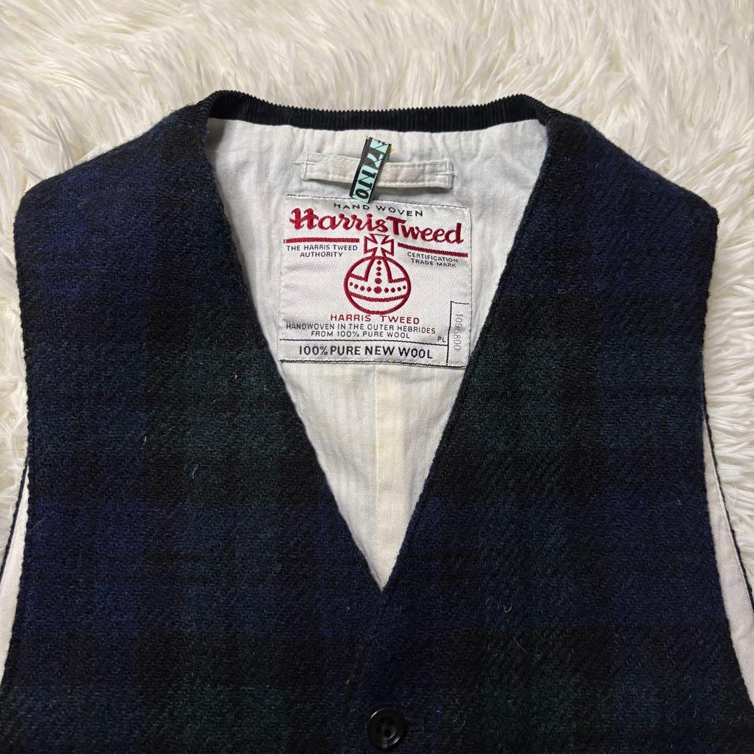 BEAMS+ ハリスツイード ベスト ブラックウォッチチェック ジレ カジュアル