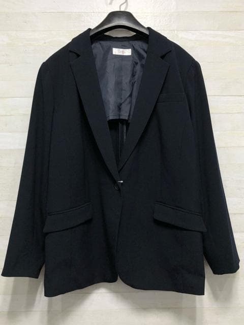 新品☆5L♪紺系♪テーパードストレッチパンツスーツ♪お仕事・通勤☆p406