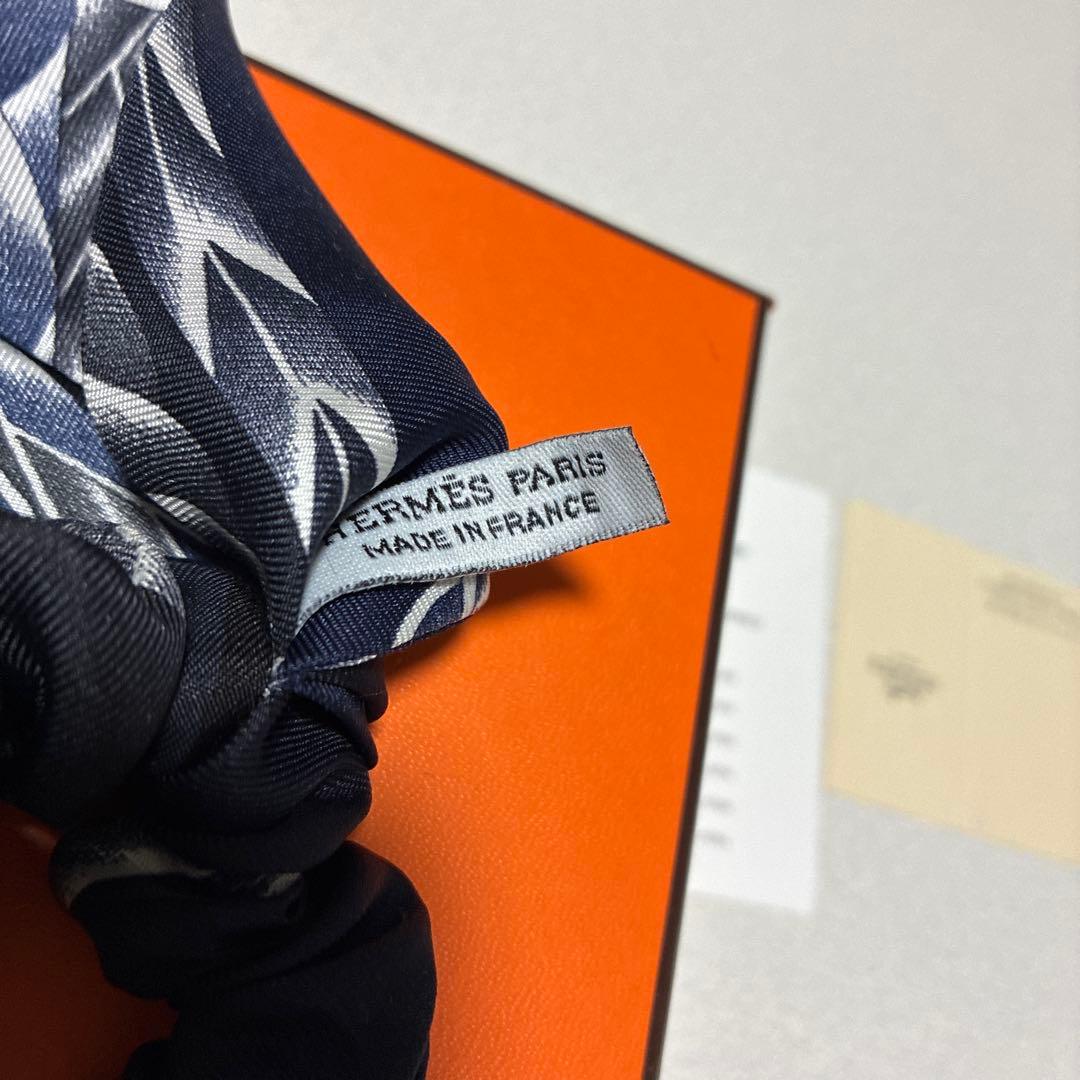 ◉ゆうきママHERMES シルク ヘアゴム ネイビー