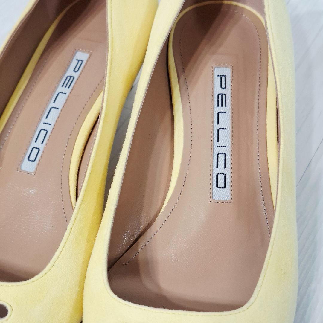 PELLICO ペリーコ スクエアトゥパンプス 25cm イエロー4cm美品