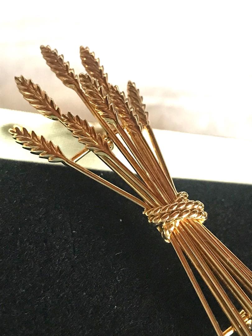 ティファニー　イエローゴールドブローチ　麦モチーフ　k1818金 18k