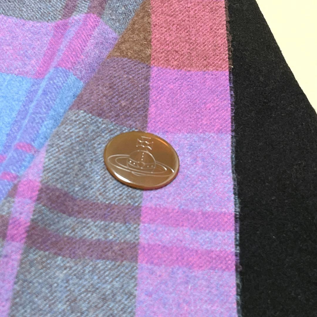 【ヴィヴィアンウエストウッド】リバーシブルボタン付ウールストール/良品/2WAY