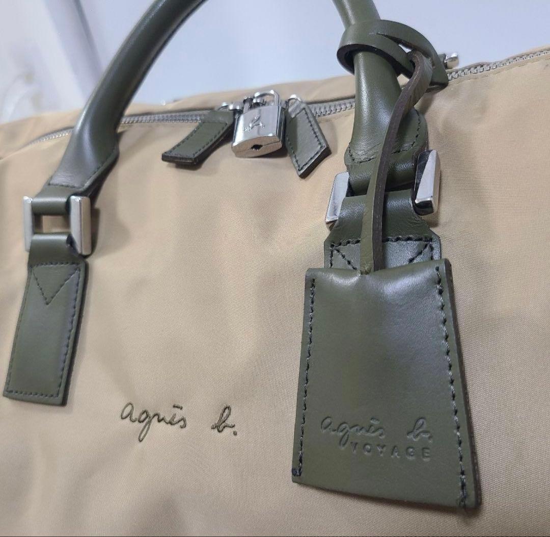 アニエスベー ボストンバッグ 2way ベージュ　ナイロン　レザー