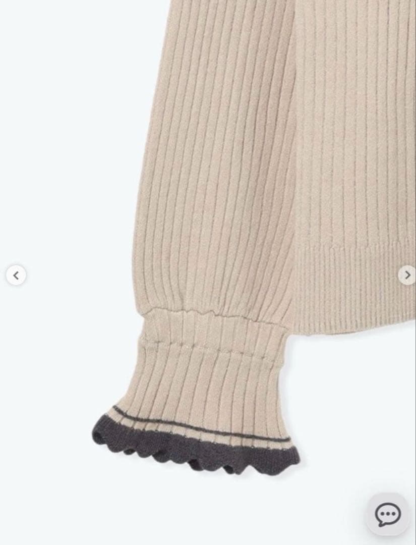 ＊はな＊様　2点おまとめ 袖口配色スカラップタートルニット　ベージュ　チャコール