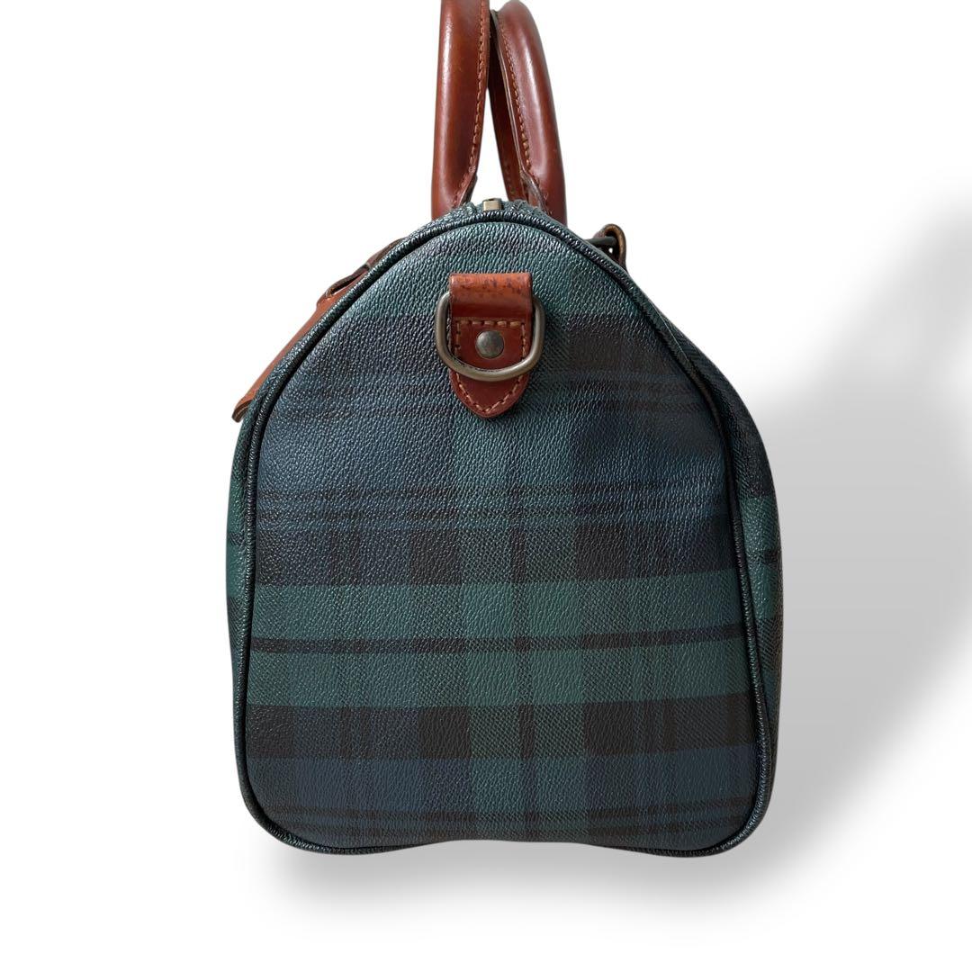 ポロラルフローレン☆ブラックウォッチ チェック ボストンバッグ PVC レザー