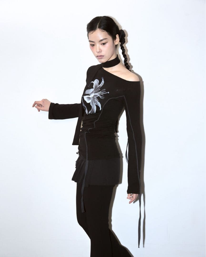 トップス elfelfelfarchives LILY SCARF TOP Black