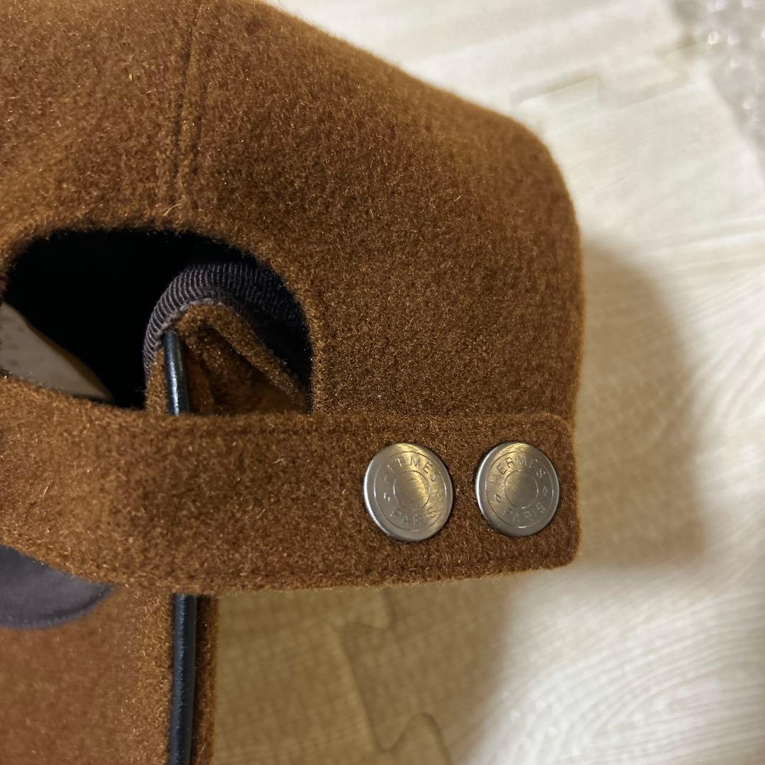 HERMES カシミヤキャップ　59 セリエ　ブラウン