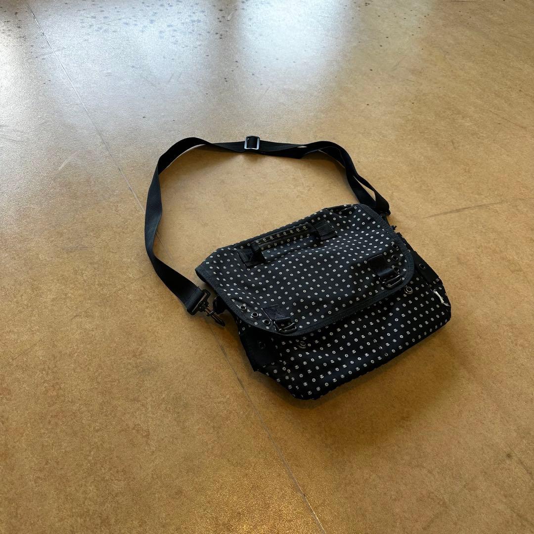 90s オールド　ステューシー　メッセンジャー　バッグ　Y2K チェック　柄　黒