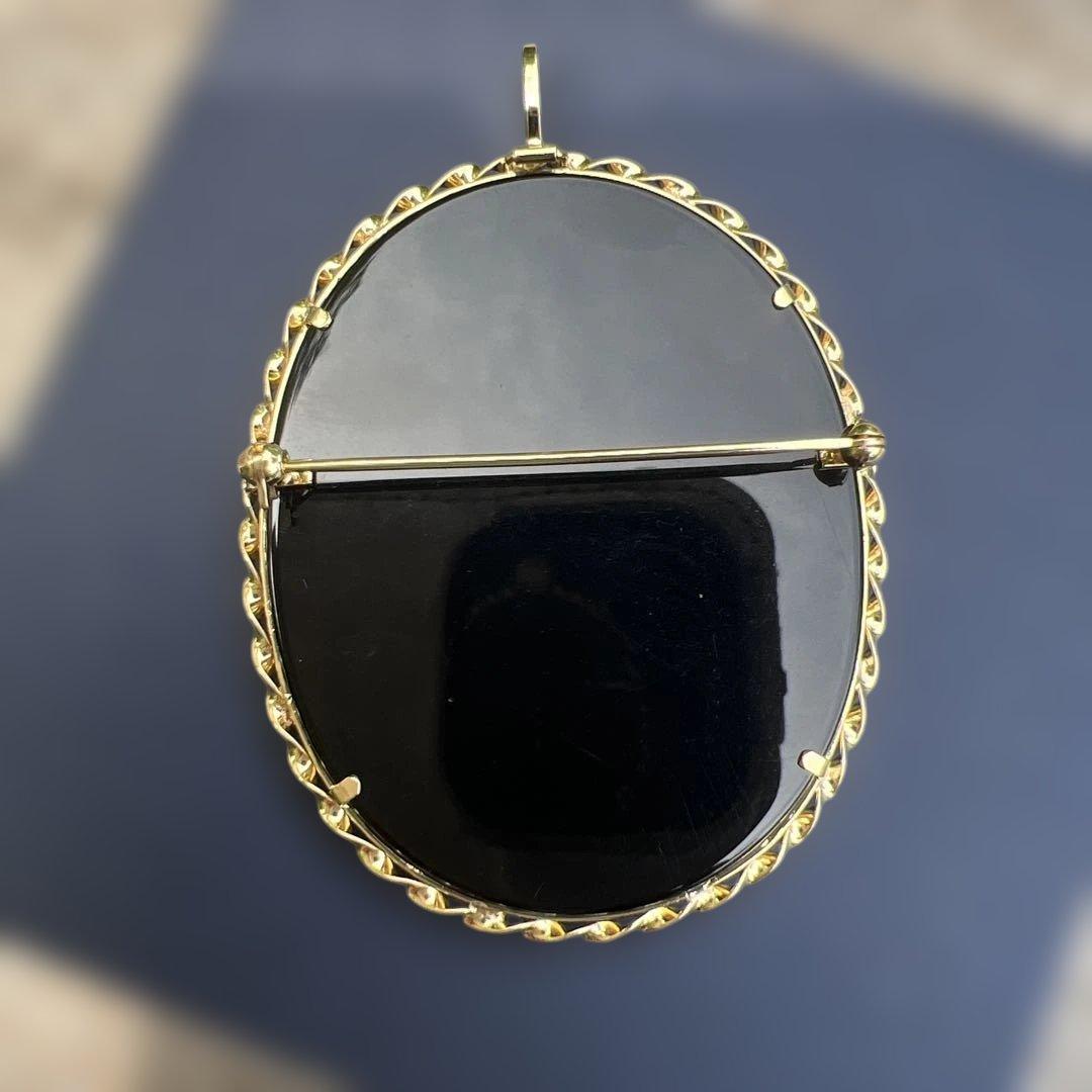 明日迄！　ストーンカメオ　K18　ブローチ　ペンダントトップ　美少女　2ways