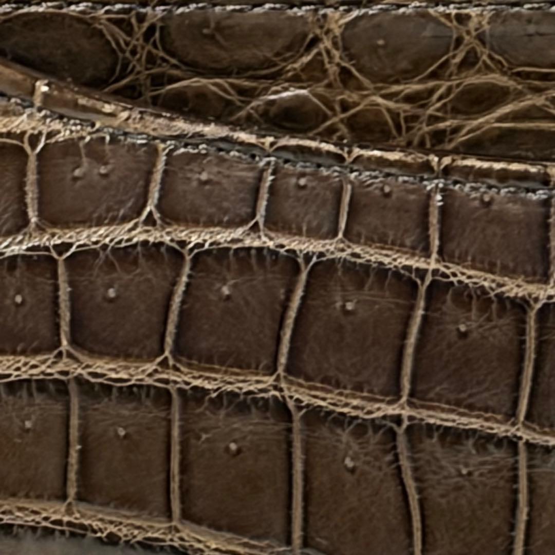 極美品✨JRAタグ センター取り マットクロコダイル トートバッグ 腹ワニ 濃茶