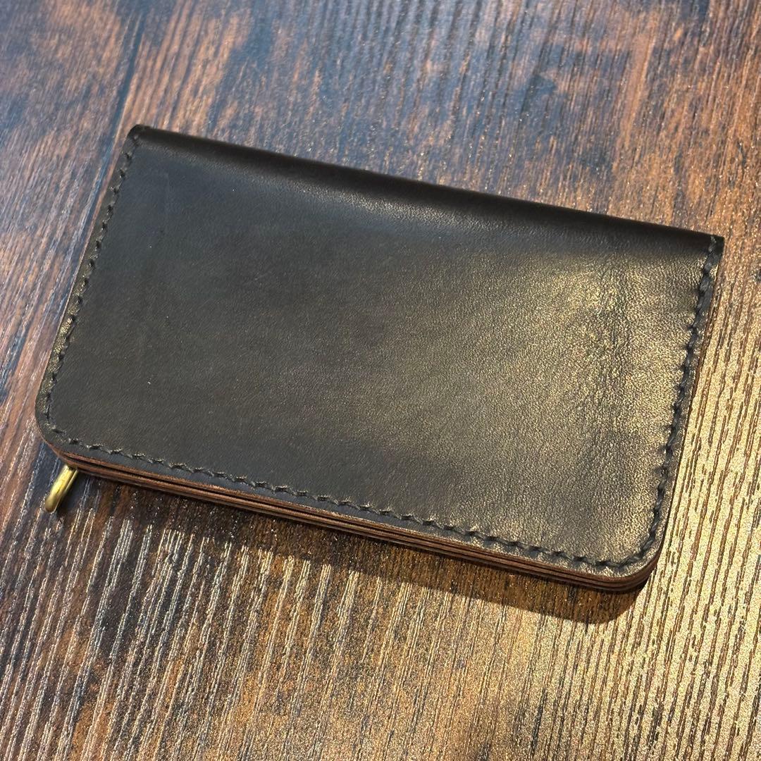 栃木レザー　ミドル　トラッカーウォレット　茶芯ブラック　3層