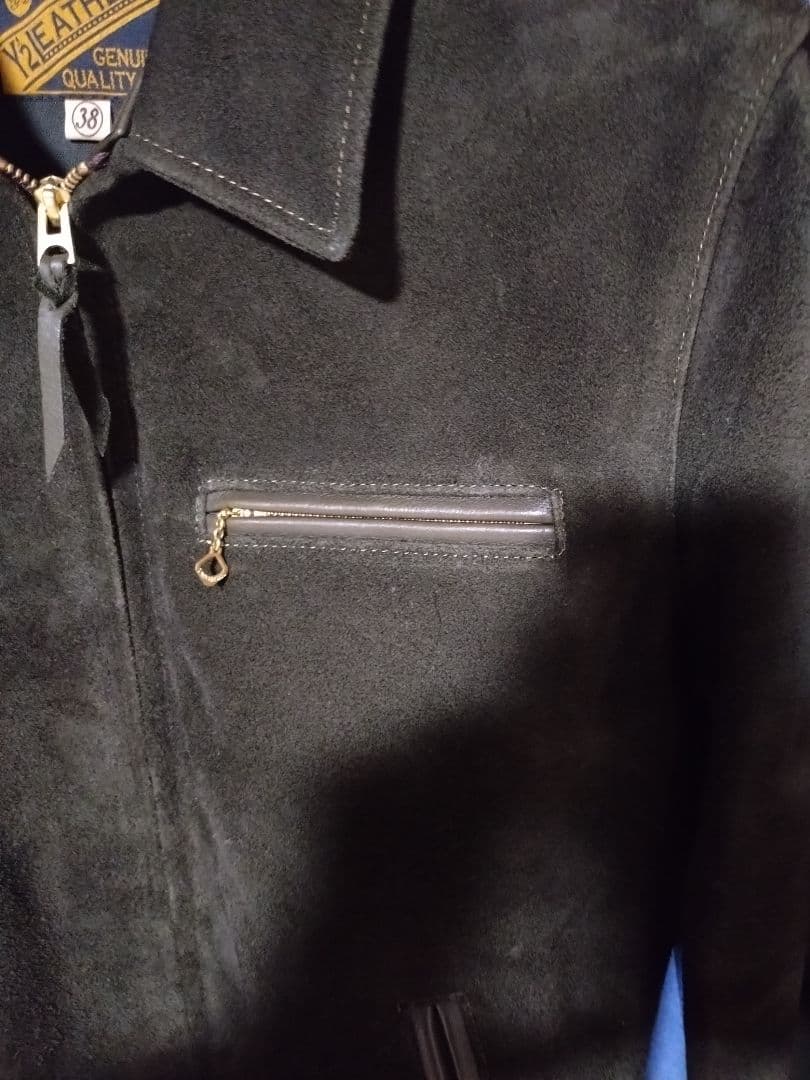 y'2 leather　シングルライダース　ステアスエード　オリーブ