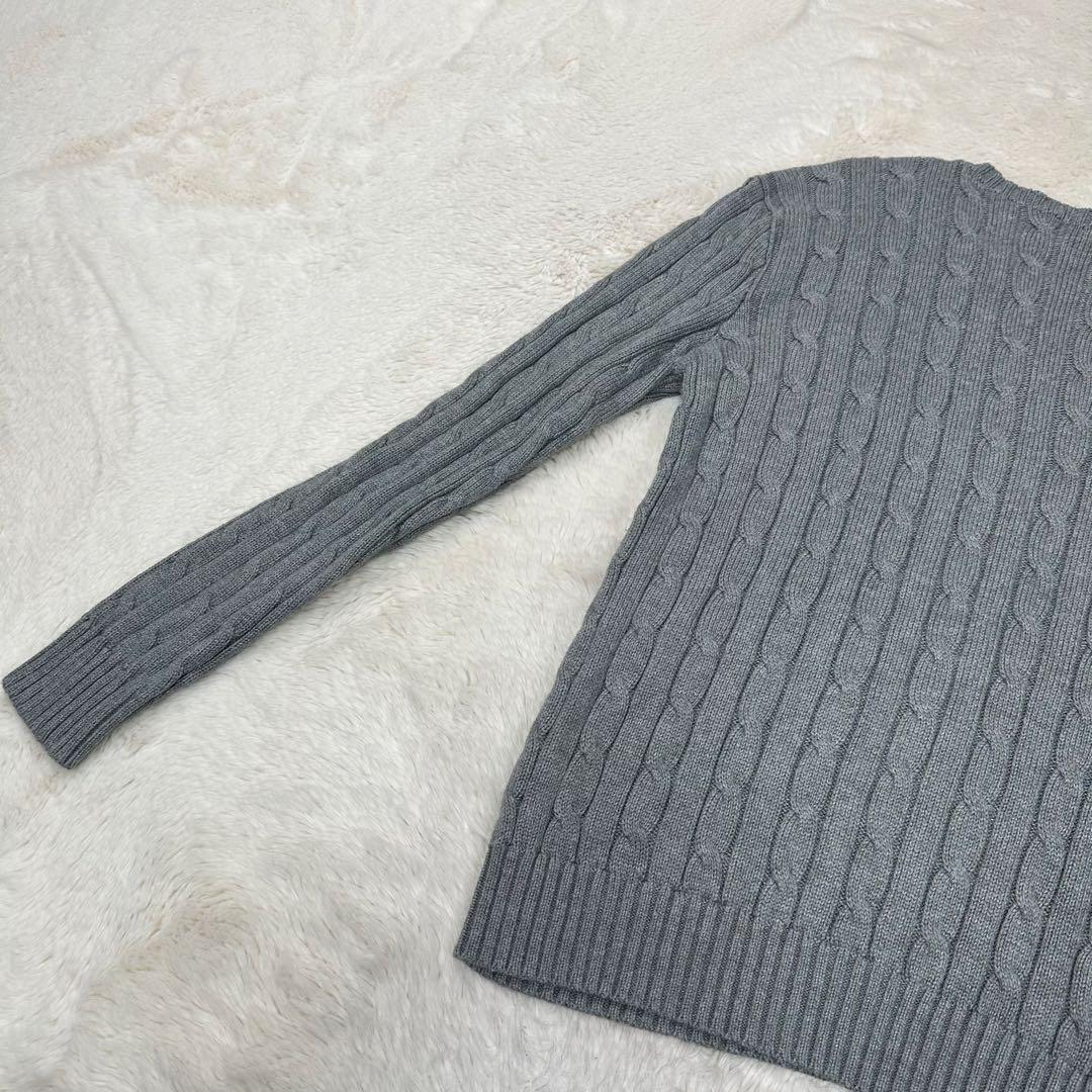 ✨美品✨ポロラルフローレン ケーブルニット グレー L ポニー刺繍 綿100%
