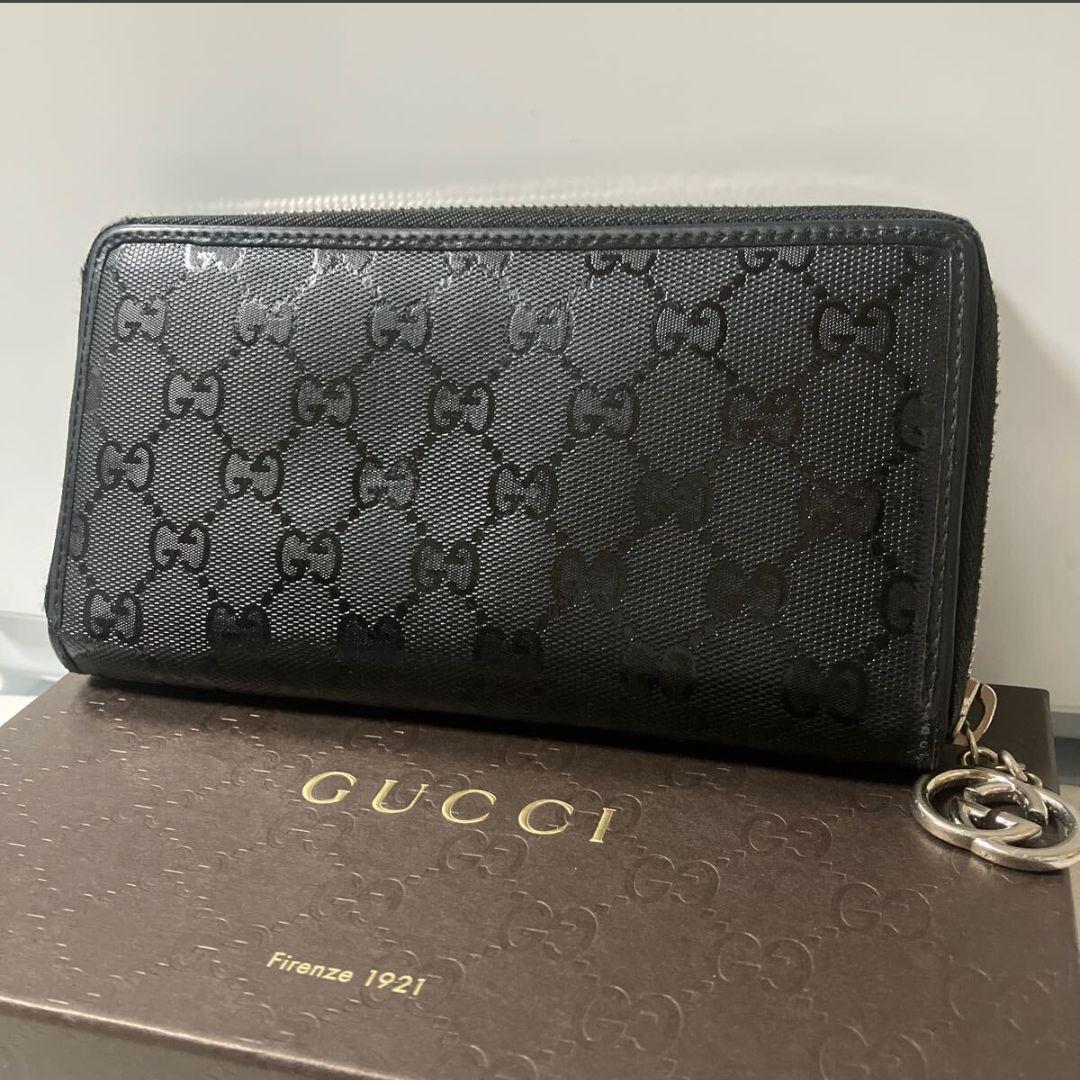 リ*ウ様 【美品】GUCCI グッチ ラウンドファスナー 長財布 レザー ブラッ