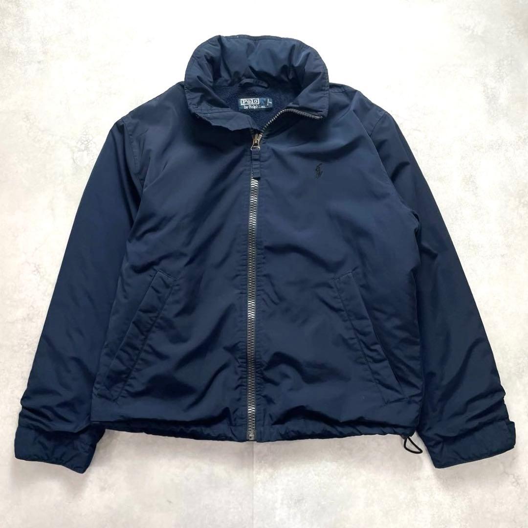 希少✨90s ポロラルフローレン スイングトップ 裏ボア ポニー オールネイビー