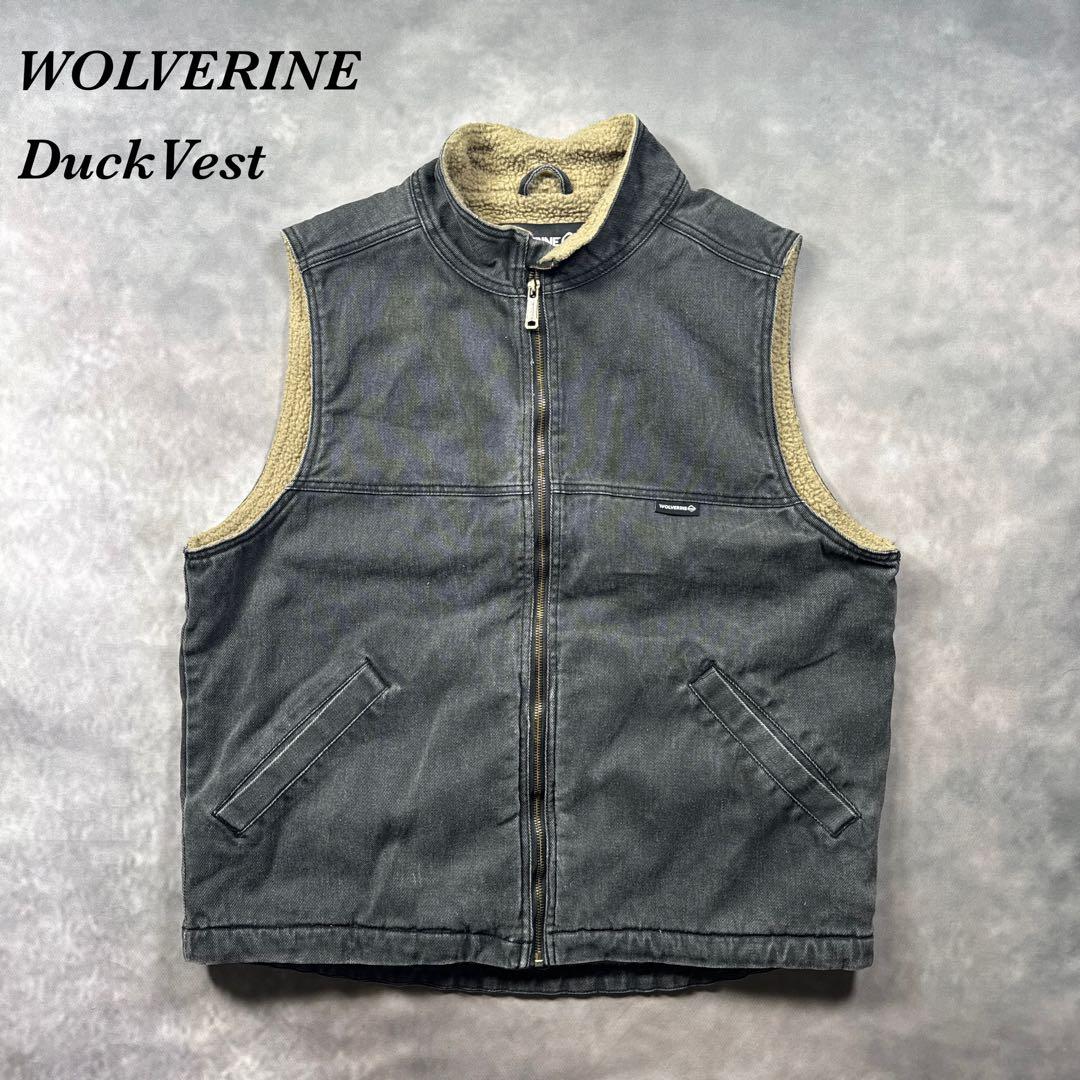 WOLVERINE古着ブラックダックベスト中ボア　S80