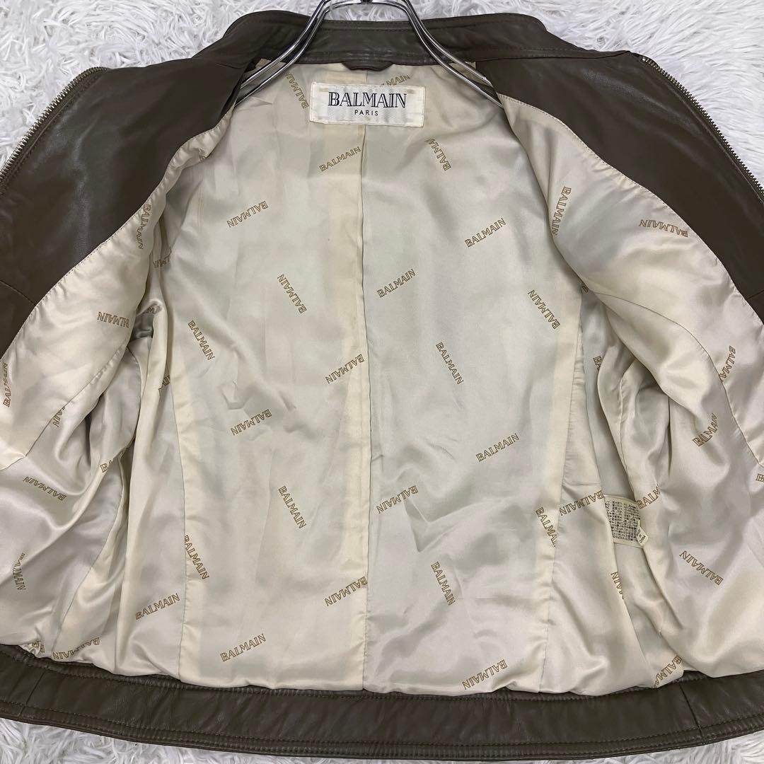 短丈 BALMAIN バルマン キルティング レザー ライダースジャケット 羊革
