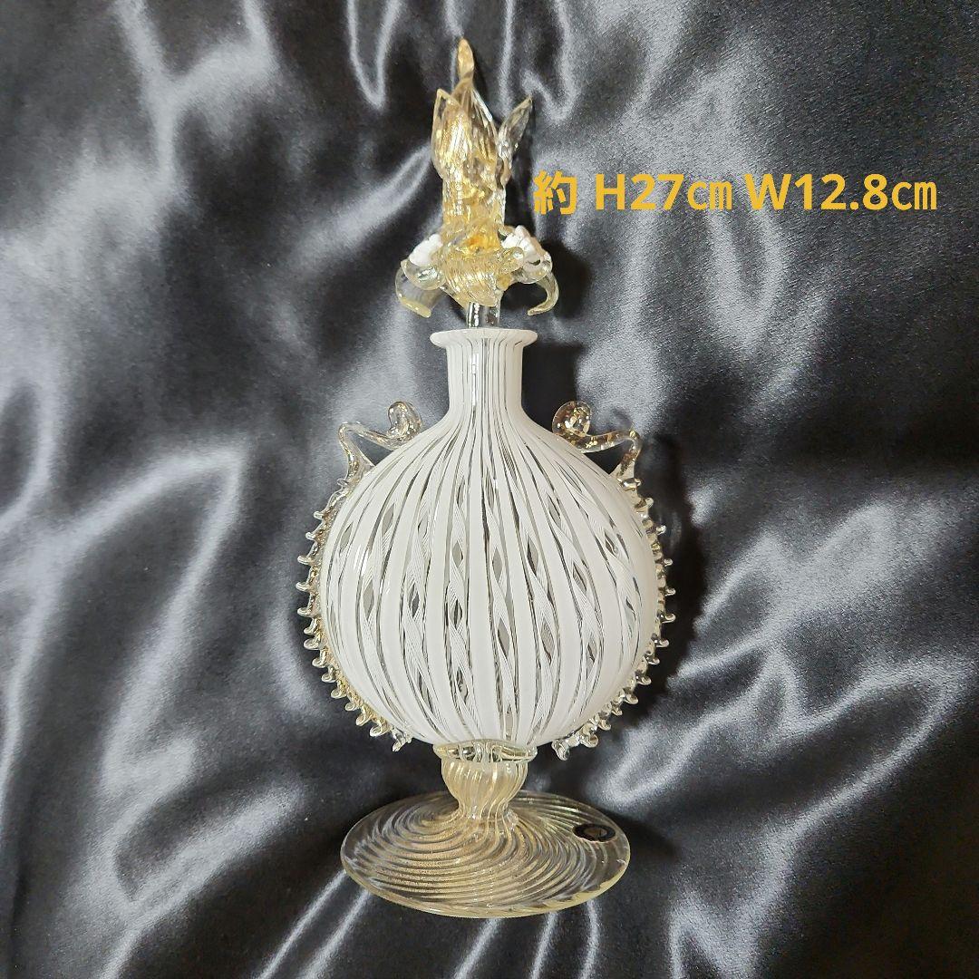 ベネチアンガラス ムラーノガラス レース柄 蓋付き オブジェ イタリア