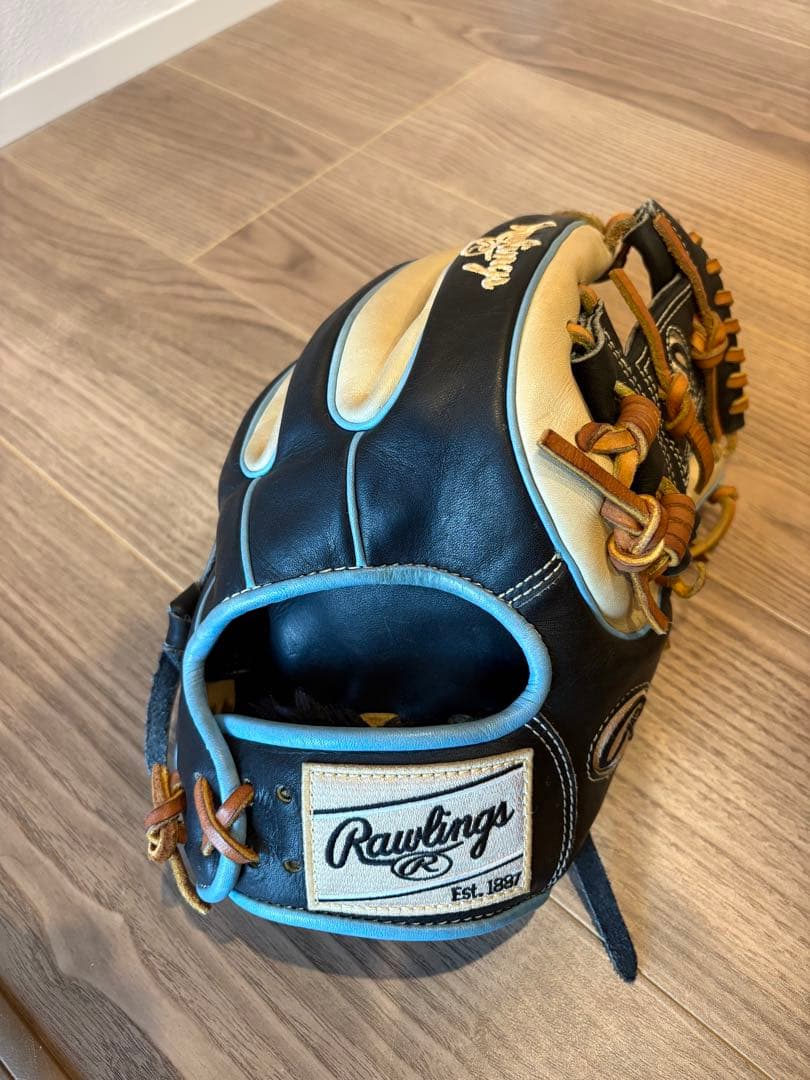 【今月限り期間限定価格】　ローリングス 軟式　グローブ 黒/青 MLBロゴ